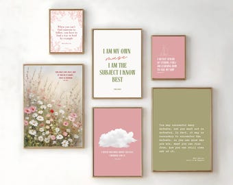 Pink Motivational Quote Prints | Feminine Gallery dorm Wall Set (Digital Download)