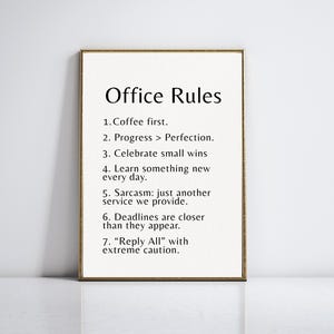 Funny Office Rules Art Prints: Sarcastic Workplace Humor (Digital Download)
