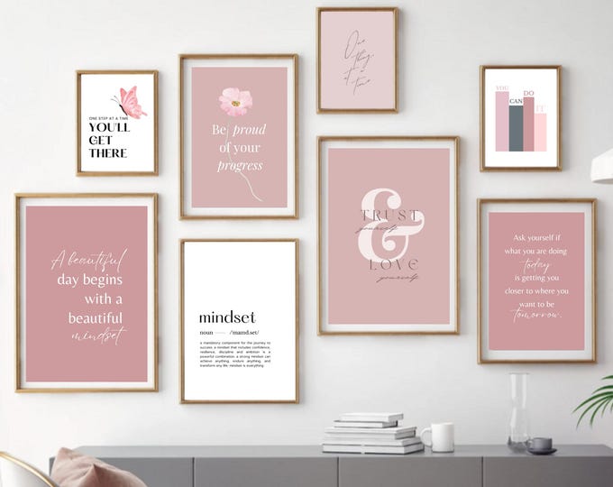 Inspirational Wall Art Women Pink Office Desk Decor Quotes About Life ...