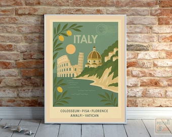 Italien Reise Poster, Kolosseum Druck, Italienische Wand Kunst, Vintage Italien Druck, Italienische Wohnkultur, Minimalistisches Reise Poster, Fernweh Geschenk