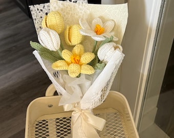 Crochet flowers bouquet, birthday bouquet, crochet tulip bouquet, crochet flower, crochet tulip, wedding bouquet, gift for her, tulip
