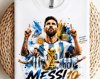 Lionel Messi PNG T-Shirt Design | Argentina World Cup Clip Art | GOAT Sublimation File for Football Fans