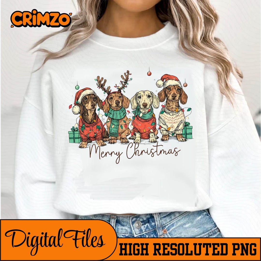 Merry Christmas Dachshund Dog PNG: Holiday Pet Design (digital Download ...