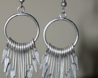 Hammered German Silver Paddle earrings