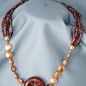 Tibetan Dzi Bead and Coin Pearl Multistrand Necklace