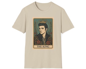 Vintage Elvis Presley Unisex Softstyle T-Shirt - Tarot Card - The King Graphic Tee, The King of Rock n Roll