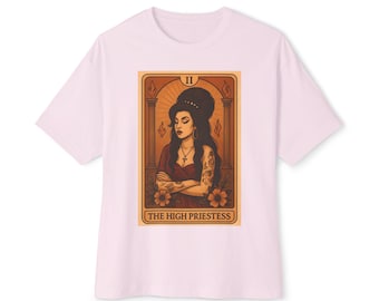 Unisex Oversized Tee, Amy Winehouse, Soul, Mystical High Priestess Tee, Boho Graphic T-Shirt, Tarot Card Shirt, Perfect for Festivals, Gifts