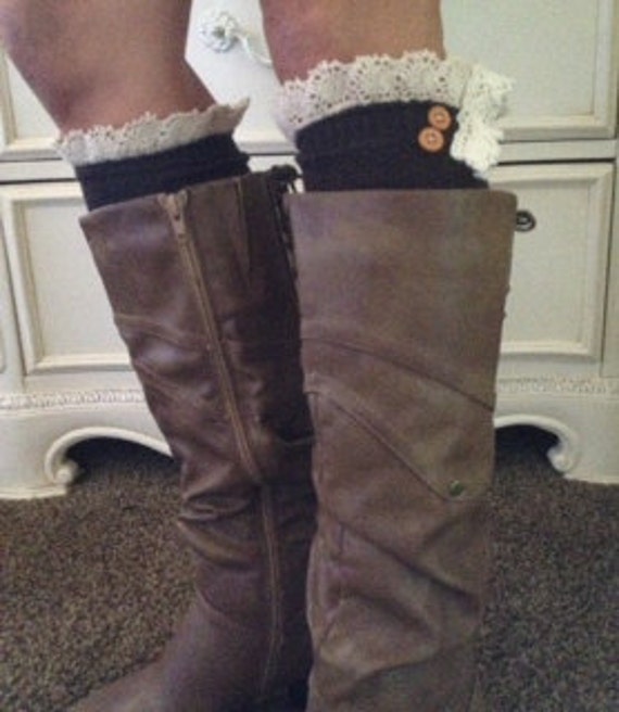 Items similar to Buttons & Lace Boot Socks on Etsy