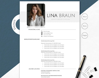 2025 Lebenslauf Vorlage, Bewerbung Muster Deutsch (Word, Google Docs, Apple Pages)
