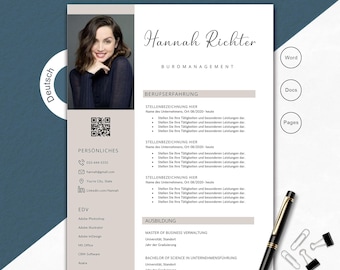 Modello di curriculum moderno, lettera di presentazione, Pages, Word, Google Docs (A4 e US Letter)