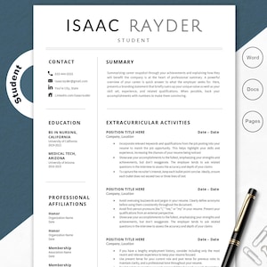 Student Resume Template: Cover Letter & Career Kit (ATS-Friendly, Microsoft Word/Google Docs/Pages)