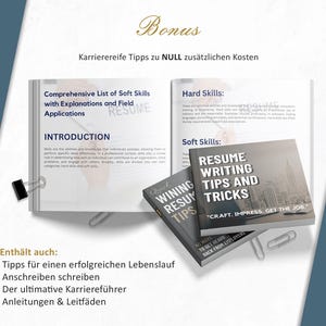 Visual des Bonus-Inhalts: E-Books mit Tipps zu Soft Skills, Hard Skills und Bewerbungsschreiben. Inklusive Checklisten, Leitfäden und Karriere-Tipps – kostenlos enthalten.