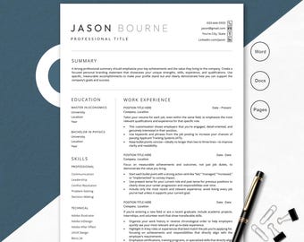 Minimalistische cv-sjabloon, schoon modern cv-sjabloon Word, schoon cv-sjabloon, eenvoudig cv-sjabloon, 2 pagina's Word Google Docs Mac Pages