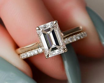 Megumi！最高級モアサナイト　エメラルドカットリングセット Megumi様専用！最高級モアサナイト エメラルドカットリング