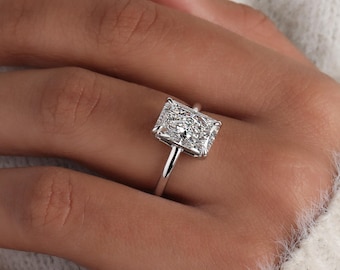 Radiant Cut Moissanite Engagement Ring, Radiant Cut Engagement Ring, Radiant Cut Solitaire, 4.00 CT Radiant Cut, Solitaire Engagement Ring