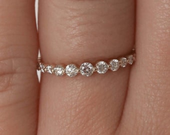 0.50 TCW Round Lab Diamond Half Eternity Wedding Band, Women's Ring