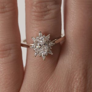 Halo engagement ring 1.50 carat solitaire oval moissanite ring oval 14k solid gold thin band & Halo Bridal Wedding Diamond Ring for Women