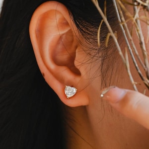 3.00 TCW Heart Shape Moissanite Stud Earrings in Push Back