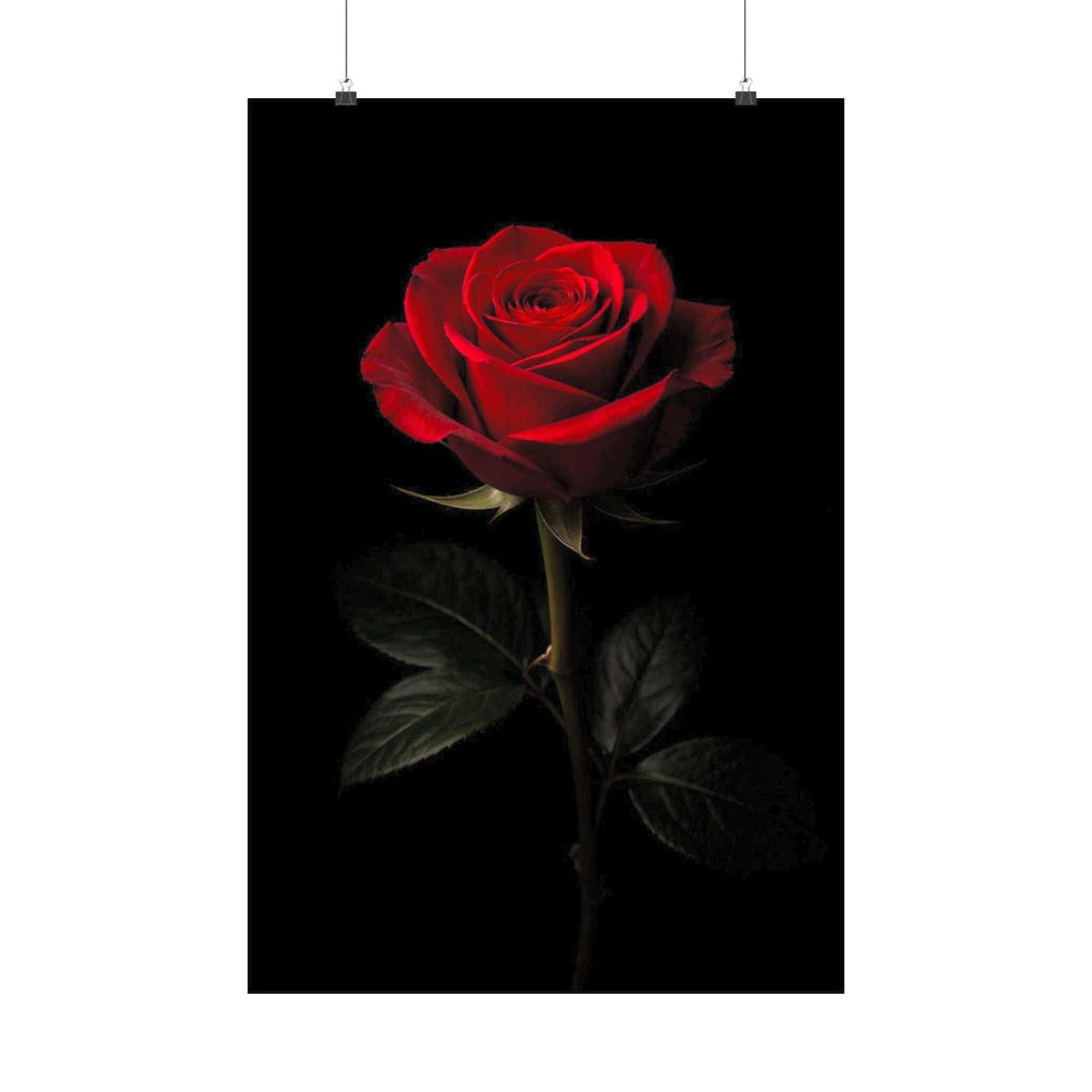 Single Red Rose Matte Art Print | Dark Floral Wall Art - Etsy