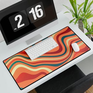 Retro mouse pad, vintage mouse pad, disco art, home office decor accessory, original gift, colorful retro desk mat