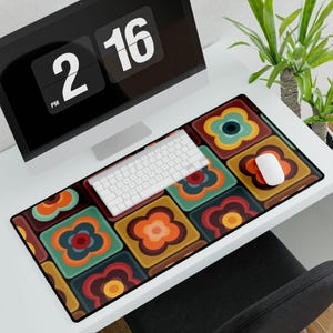 Retro mouse pad, vintage mouse pad, aesthetic, home office decor accessory, original gift, colorful retro desk mat