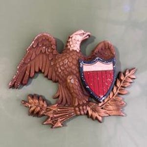 Vintage American Eagle Shield Sexton Aluminum Cast Metal Wall Art 8&#39;