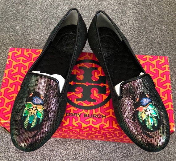New NIB Tory Burch Scarab Beetle Irridescent Green Black - Etsy New NIB Tory Burch Scarab Beetle Irridescent Green Black - Etsy