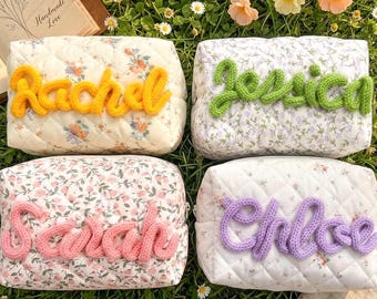 Custom Floral Makeup Bag for Mom,Personalized Makeup Bag,Women Toiletry Bag,Birthday Gift for Her,Bridesmaid Gift,Mom Gift