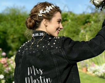 Embroidered Bride Denim Jacket,Future Mrs Jacket,Wedding Jean Jacket,Custom Bride Jacket,Wedding Gift,Bride