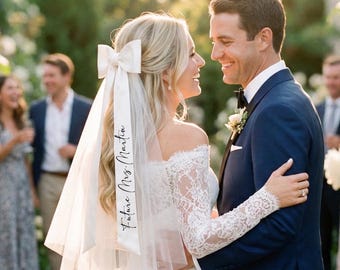 Soft Wedding Veil,Personalised Bridal Veil,Short White Tulle Veil for Bachelorette Party
