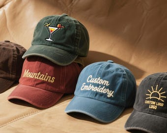 Custom Embroidered Cap with text,Personalized Baseball hat washed hat, Fraternity hat,Dad Mom gifts,Small business Merch,Holiday gifts