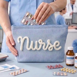 Presente personalizado para enfermeira, nécessaire com nome, estojo de maquiagem para faculdade de medicina, estojo para lápis de enfermeira, presente de formatura de enfermagem imagem 1
