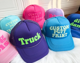 Custom 3D PUFF Print Trucker Hat,Personalized Foam Hat,Unisex Mesh Trucker Hat,Party Trucker Hats,5 Panel Hat