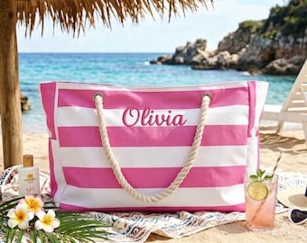 Personalized Waterproof Beach Tote,Custom Oversized Beach Bag,Bachelorette Gift,Trip Vacation Bags