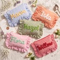 Personalized Ruffle Bridal Party Pouch,Bridesmaid Favor Personalized Makeup Bag,Getting Ready Gift,Custom Name Pouch for Wedding Gift product logo