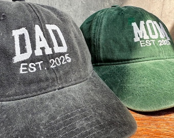 Casquette de baseball brodée personnalisée : texte et date personnalisés, design unisexe