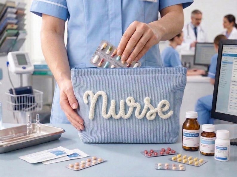 Presente personalizado para enfermeira, nécessaire com nome, estojo de maquiagem para faculdade de medicina, estojo para lápis de enfermeira, presente de formatura de enfermagem imagem 1