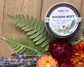 Nourish Mint - Herbal Infused Lip Balm - Zinc Oxide SPF -