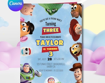 Editable Any Age Toy Story Birthday invitation, Toy Story Party Invite, Kids Birthday Invites, Editable Canva Template (Digital Download)