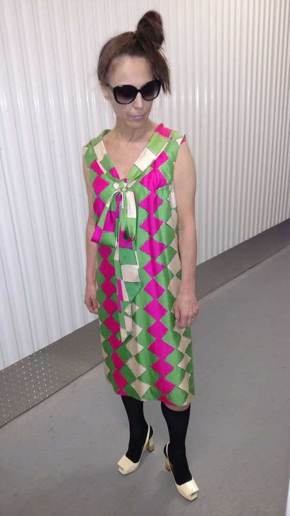 MOD Color block vintage mod neon dress late 60's