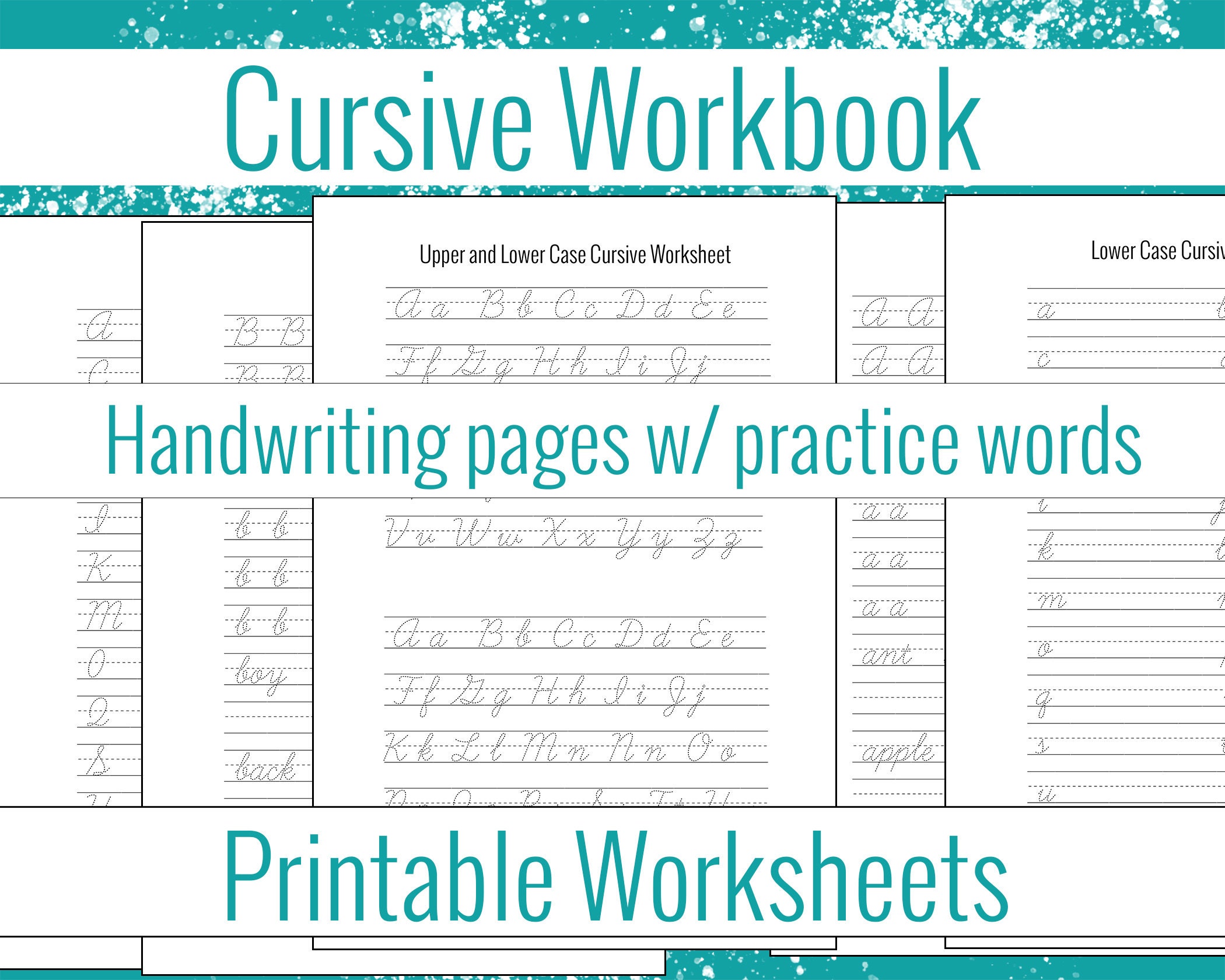 Cursive Workbook Set Practice Words Handwriting Extra Pages   Etsy