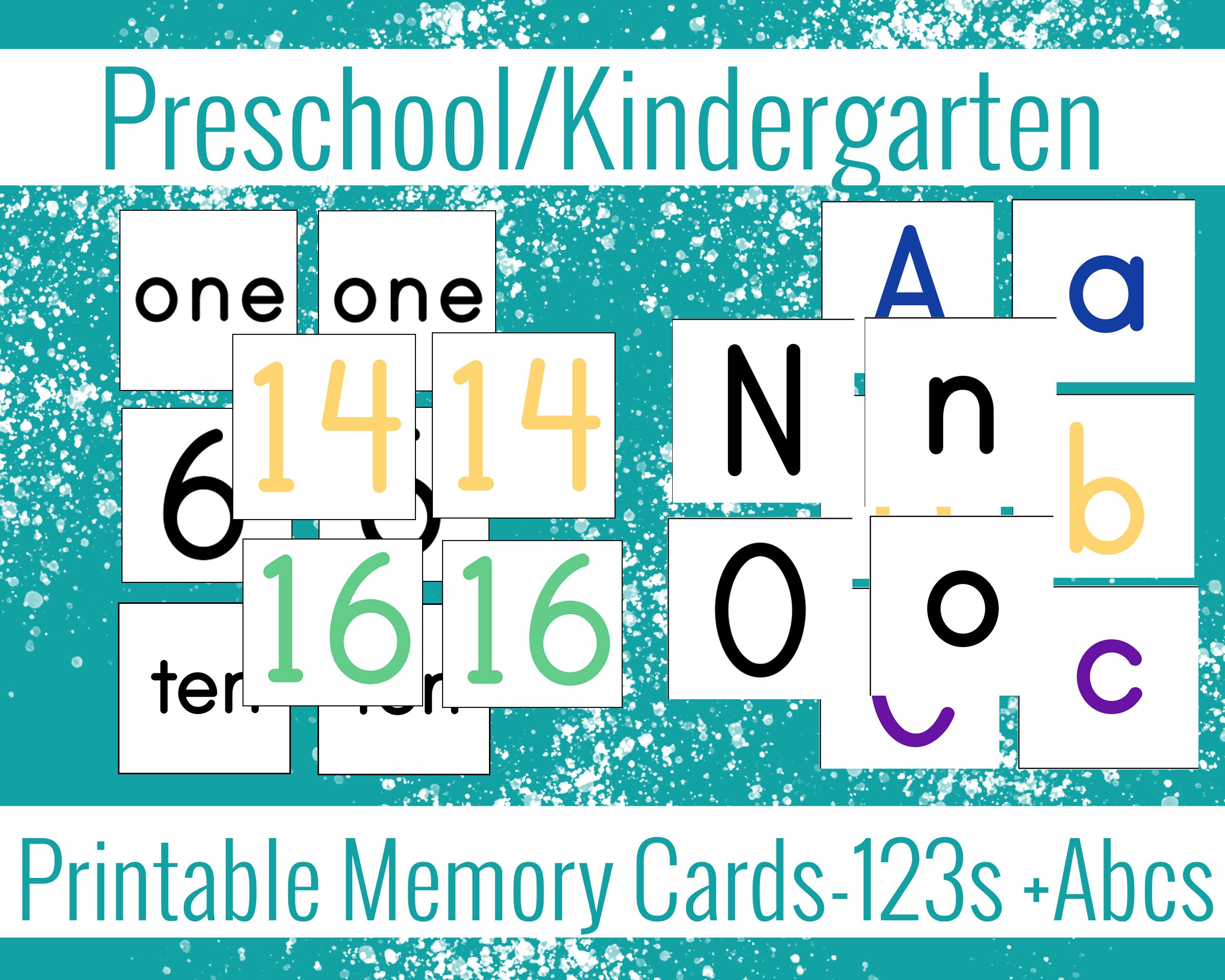 4 sets Kindergarten Numers 1-20 Preschool Memory and Matching Card Game Classroom Printer Ink Friendly Words and Numbers 1st grade