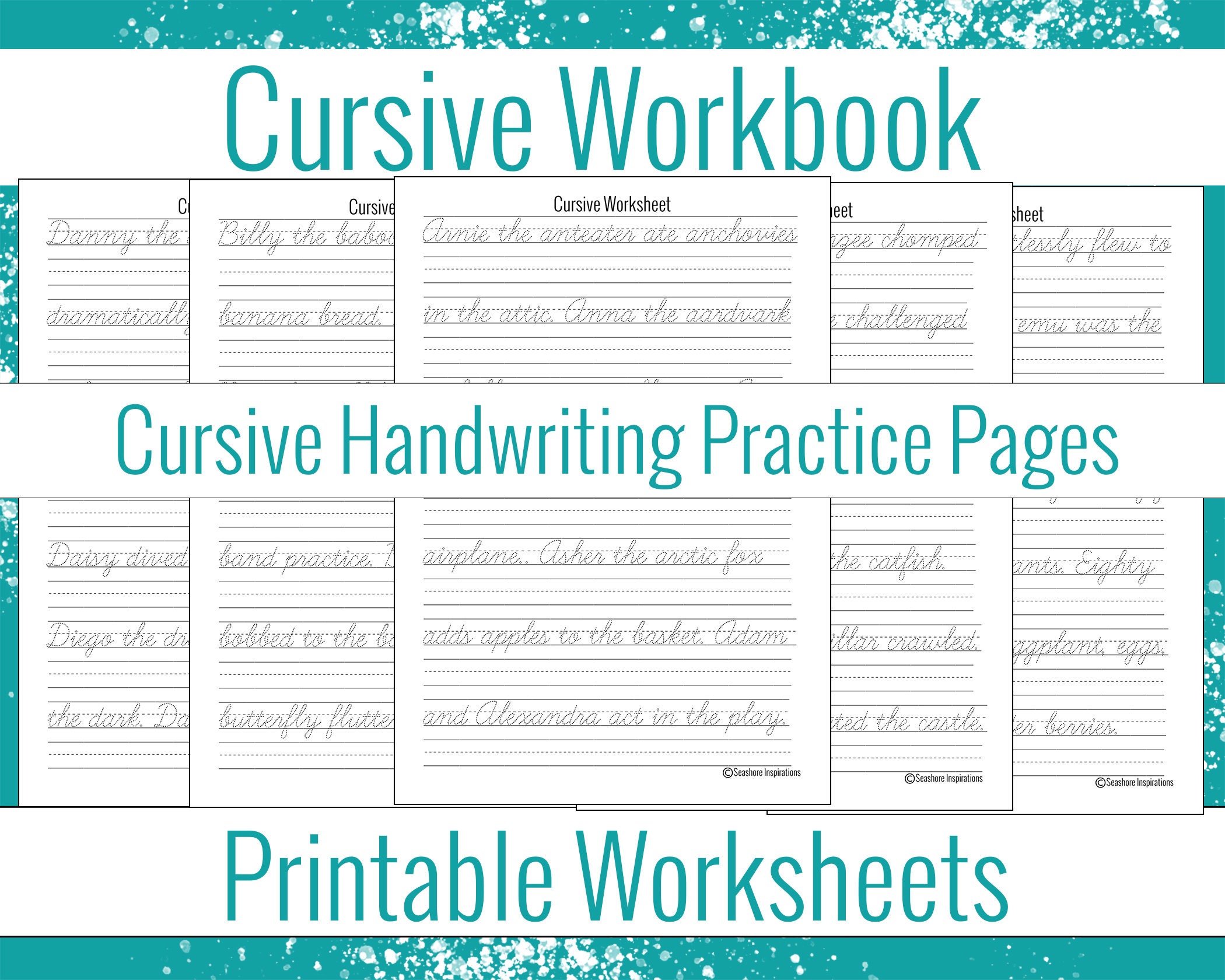 cursive workbook practice words sentences handwriting etsy australia