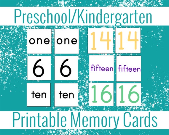 4 sets Kindergarten Numers 1-20 Preschool Memory and Matching Card Game Classroom Printer Ink Friendly Words and Numbers 1st grade