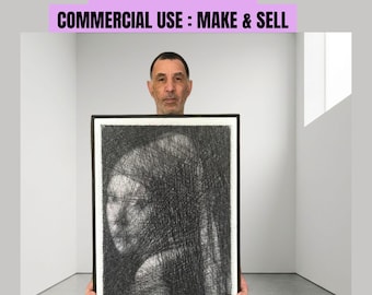 Girl with Pearl Earring String Art Pattern (Digital Download) Commercial Use / Make and Sell