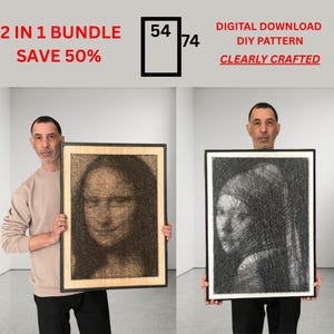 Mona Lisa, Girl with Pearl Earring String Art Patterns – Geometric DIY Templates (PDF)
