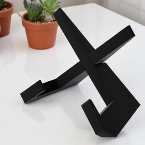 Black Cookbook Stand – Wooden Recipe Book Holder for Kitchen Counter, Tabletop Display Stand, Cook Book Rack
