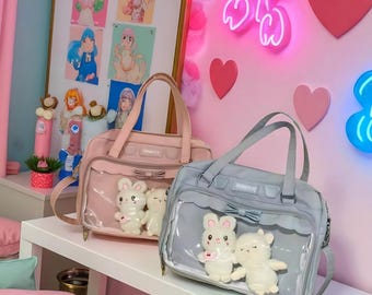 Ita multicolored bag with insert, anime shoulder bag, window bag for pins, kawaii itabag cosplay, messenger bag