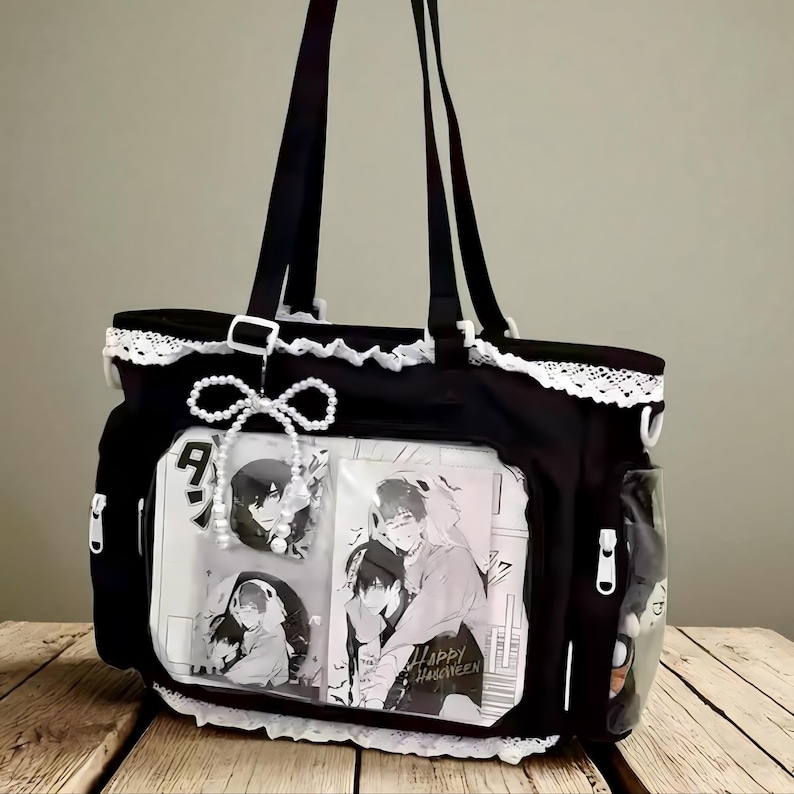 Ita-väska med insats, anime axelväska, fönsterväska för nålar, kawaii cosplay ita-väska, budväska bild 4