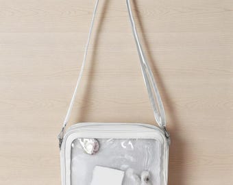 Pastellfärgad ItaBag axelväska med transparent fönster – Väska för nålar, berlocker, anime-accessoarer – Kawaii cosplay och otaku-present
